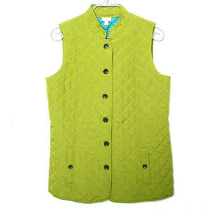 J Jill Green Quilted Pockets Vest Medium Tall